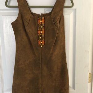 Vintage 1970’s overall shorts. Tan denim fabric. These were mine in 70’s. Size 5